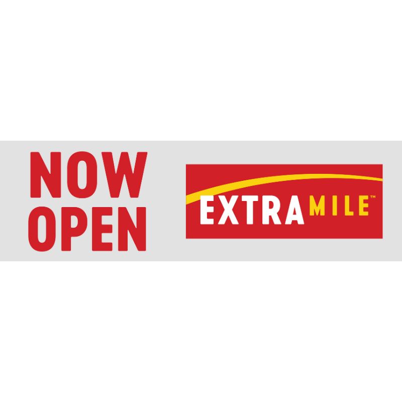 3’x10’ ExtraMile White Now Open Vinyl Banner