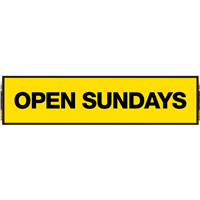 2' x 8' FullSpeed Automotive Yellow Open Sundays Mesh Bay Banner (single-sided)