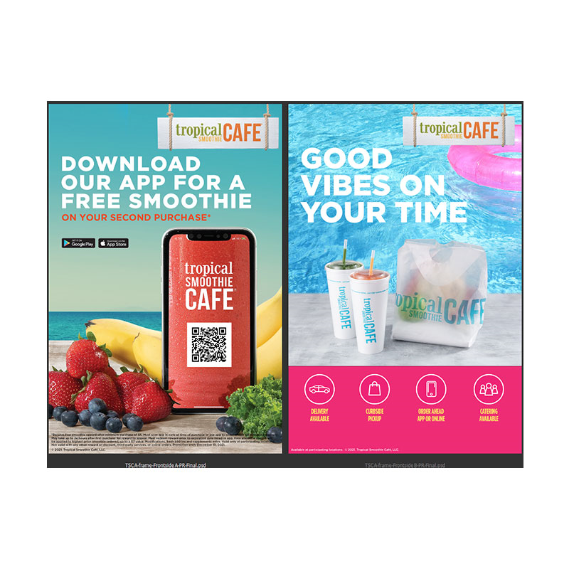 24"x36" Tropical Smoothie Café Good Vibes & Loyalty Double Sided A-frame Insert