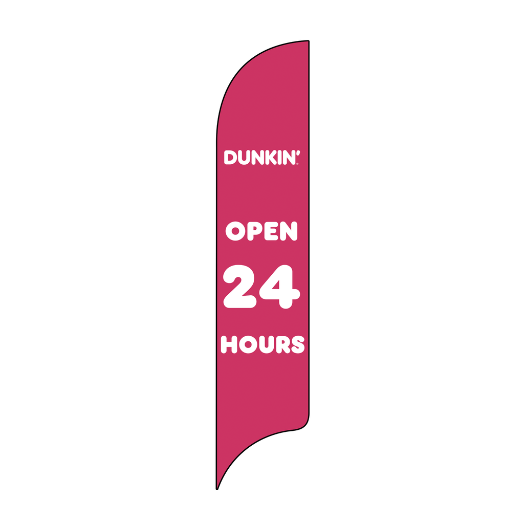 15' Dunkin' Donuts Pink Open 24 Hours AdverSail Flag