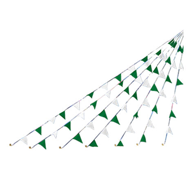 100' Green & White Pennant Strand for Purchase