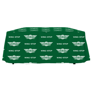 8' Wingstop Logo Repeating Green Fitted Tablecloth (2023 Art)