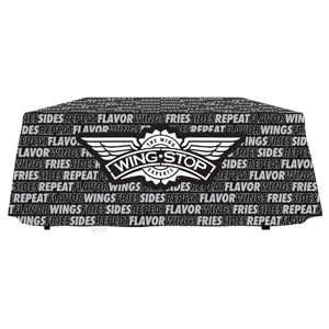 8' Wingstop Logo Wings Fries Sides Repeat Fitted Tablecloth (2023 Art)