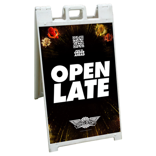 24"x36" Wingstop Open Late Coroplast A-frame Insert Only (2023 art)